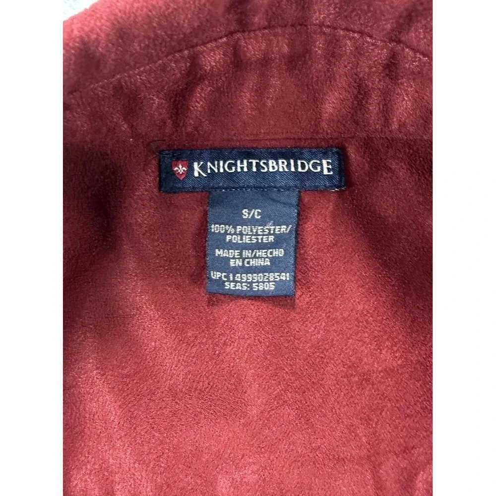 Vintage Knightsbridge Cloth Shirt 1611 Red Heavyweight Polyester Mens Small - Picture 5 of 6